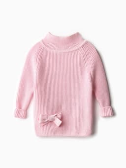 Свитер вязаный для девочки MINAKU: Cozy Winter, розовый, размер 30-32 (116-122 см)