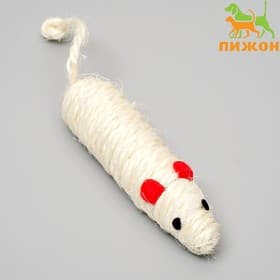 Игрушка «Длинная мышь», 14.5 см, сизаль, белая