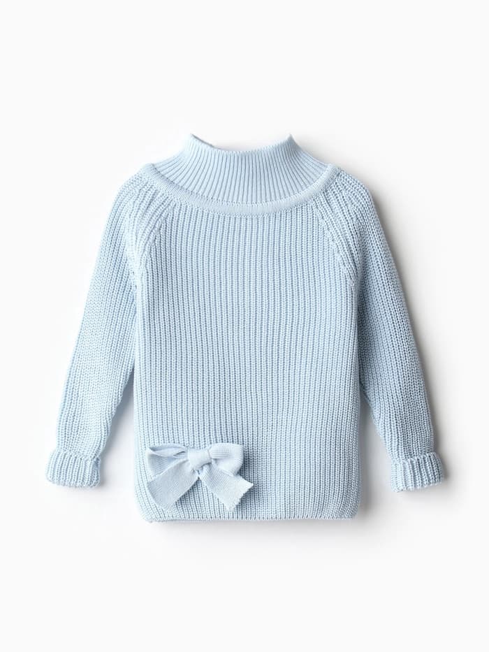 Свитер вязаный для девочки MINAKU: Cozy Winter, голубой, размер 28 (92-98 см)