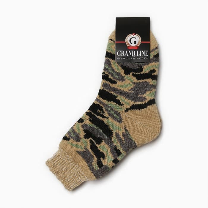 Носки мужские шерстяные, камуфляж, размер 25