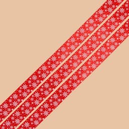 Лента атласная новогодняя «Снежный вальс», красная, 2 см × 5 м