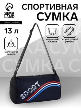 Сумка спортивная, боковой карман/сетка, регулируемый ремень, маленький размер, чёрная