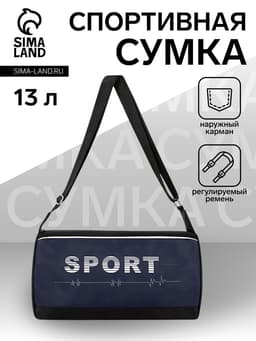 Сумка спортивная Sport, на молнии, боковой карман/сетка, регулируемый ремень, маленький размер, чёрная