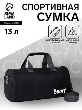 Сумка спортивная маленькая, мужская, через плечо, 37×18×20 чёрная