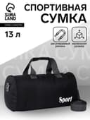 Сумка спортивная маленькая, мужская, через плечо, 37×18×20 чёрная