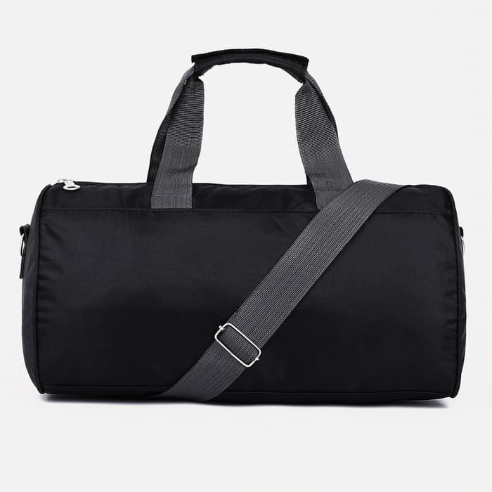 Сумка спортивная на молнии, длинный ремень, маленький размер, с принтом, чёрная/синяя