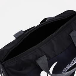 Сумка спортивная на молнии, длинный ремень, маленький размер, с принтом, чёрная/синяя