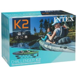 Лодка Challenger К2, 2-местная, 351×76×38 см, алюминиевые вёсла 213 см, ручной насос, 2 сиденья, до 160 кг, 68306NP INTEX