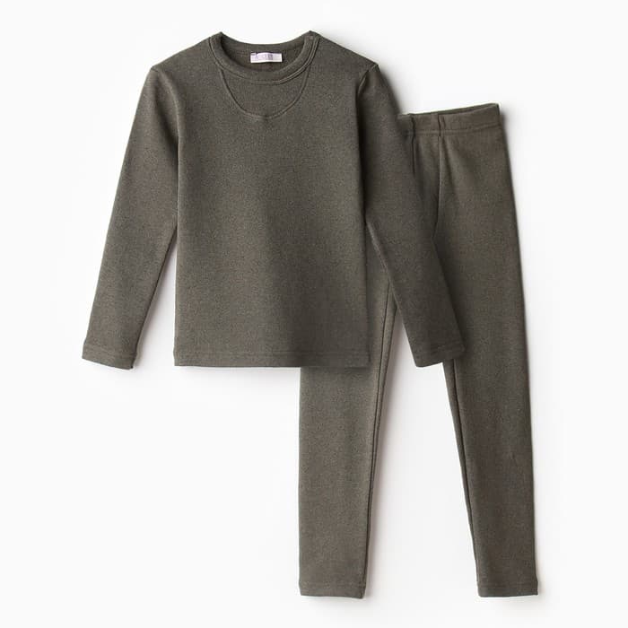 Термобелье для мальчика (лонгслив, легинсы), хаки, рост 158 см