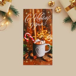 Конверт для денег «С Новым годом!», какао, 16.5×8 см