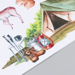 Наклейка интерьерная цветная «Палатка в лесу со зверятами», пластик, 30×90 см