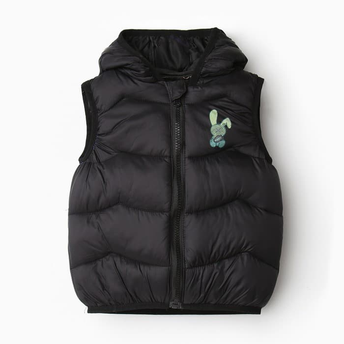Жилет детский утеплённый, чёрный, рост 104-110 см