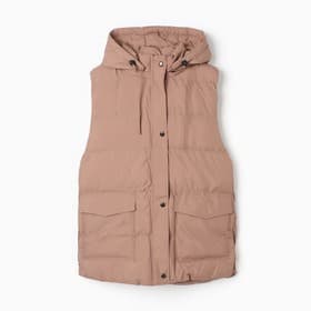 Жилет женский утеплённый, коричневый, размер 60