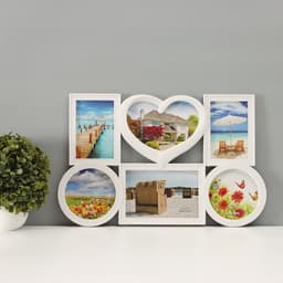 Фоторамка - коллаж на 6 фото 13×13 см 10×15 см 13×18 см «Семейная», белая, 46.5×29.5 см