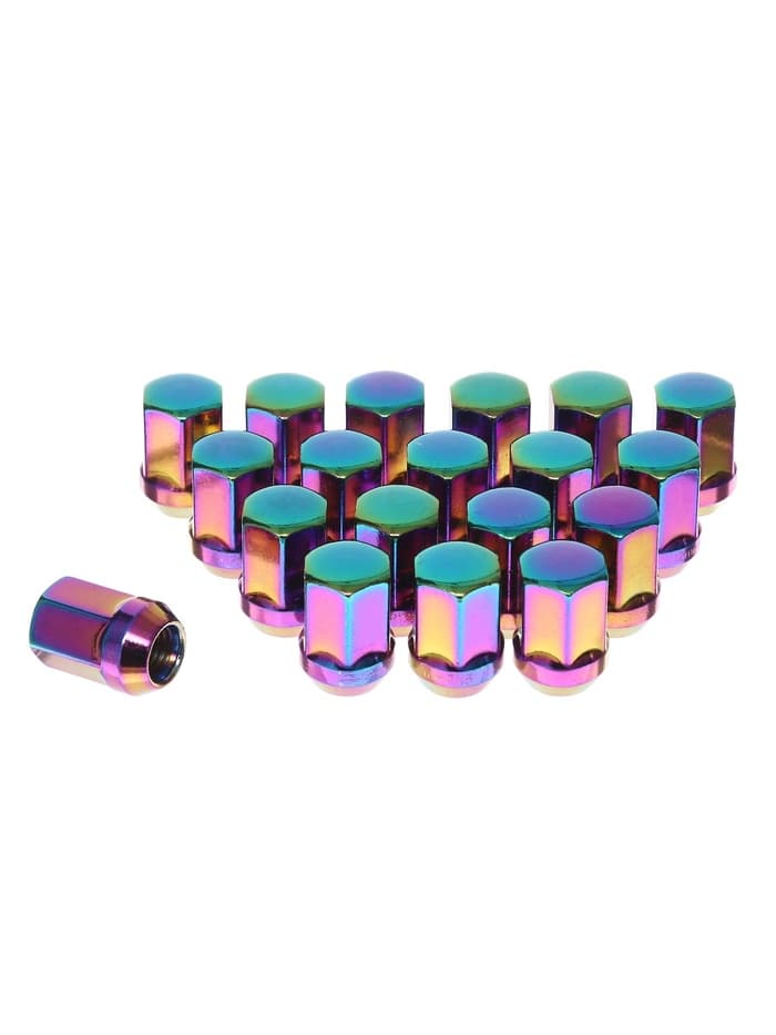 Гайка колесная M12×1.5, высота 35 мм, ключ 19 мм, радужный титан, фасовка 20 шт.