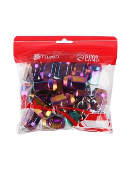 Гайка колесная M12×1.5, высота 35 мм, ключ 19 мм, радужный титан, фасовка 20 шт.