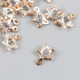 Декор для творчества металл "Звёздочка" золото, кристалл 0,6х1,1х1,1 см