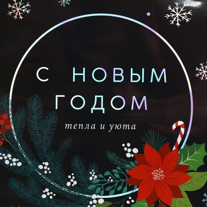 Пакет новогодний подарочный голографический «С Новым годом», ML 23×27×11.5 см