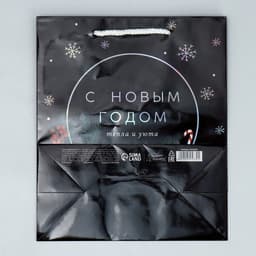 Пакет новогодний подарочный голографический «С Новым годом», ML 23×27×11.5 см