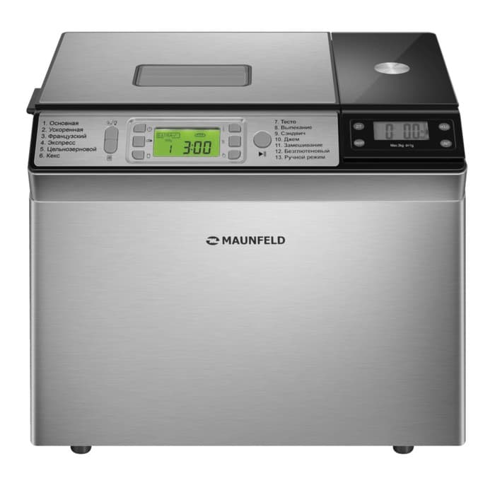 Хлебопечь MAUNFELD MBM-900DSS, 615 Вт, 13 программ, 900 г, нержавеющая сталь