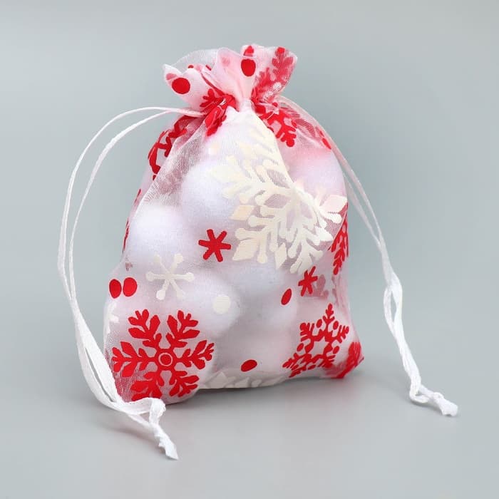 Мешочек подарочный новогодний органза «Снежная история», 10×12 см ± 1.5 см