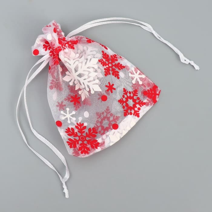 Мешочек подарочный новогодний органза «Снежная история», 10×12 см ± 1.5 см