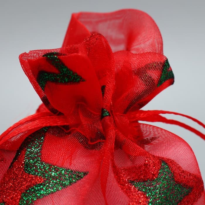 Мешочек подарочный новогодний органза «Звёздочки», 10×12 см ± 1.5 см