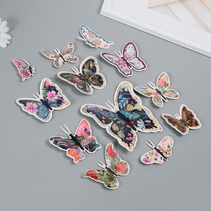 Набор магнитов на холодильник «Цветочные», 12 шт., картон, h=4-10 см