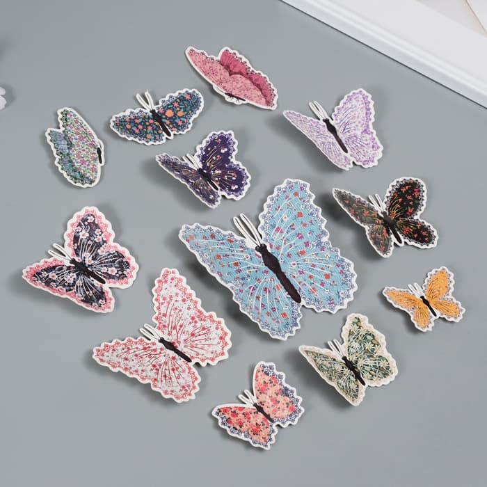 Набор магнитов на холодильник «Цветочки. Ситец», 12 шт., картон, h=4-10 см