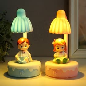 Фигурка светящаяся «Малыш или Малышка под лампой», полистоун, 8×8×16 см, МИКС