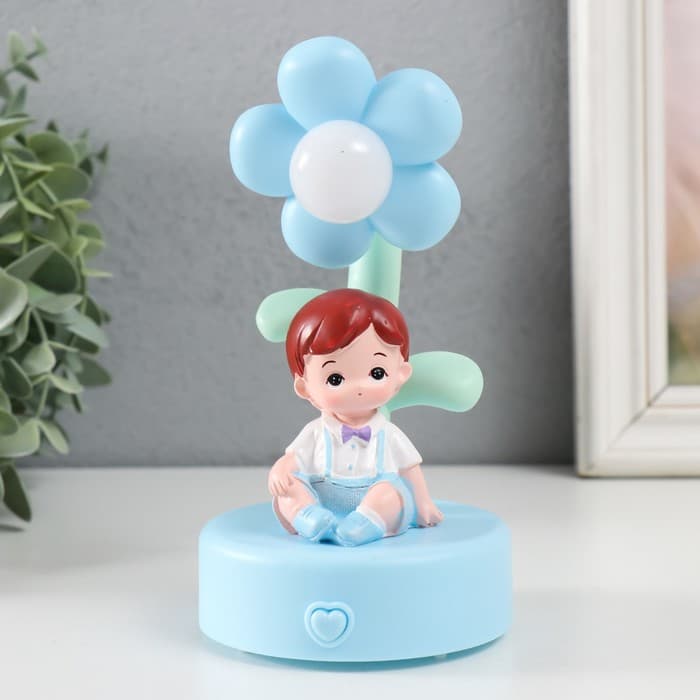 Фигурка световая «Малыш или Малышка у цветка», полистоун, 14.5×8×8 см, МИКС