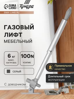 Газовый лифт ТУНДРА GG060GR, 60N, с доводчиком, серый