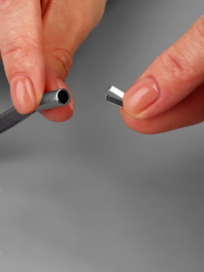 Наконечник для шнура цилиндр, d=6×15 мм, 4 шт., цвет серебряный