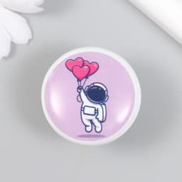 Фурнитура для шкатулки, ручка «Космонавт с воздушными шариками», керамика, металл, 3.8×3.8 см