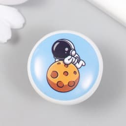 Фурнитура для шкатулки, ручка «Космонавт на метеорите», керамика, металл, 3.8×3.8 см