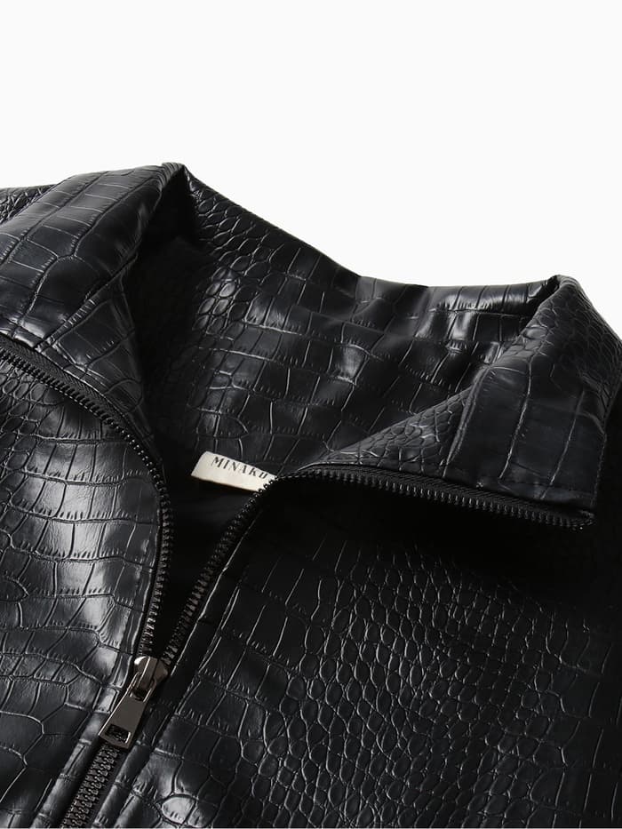 Жакет женский демисезонный MINAKU: Eco leather, чёрный, размер 44