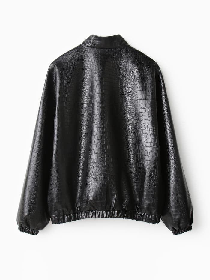 Жакет женский демисезонный MINAKU: Eco leather, чёрный, размер 44