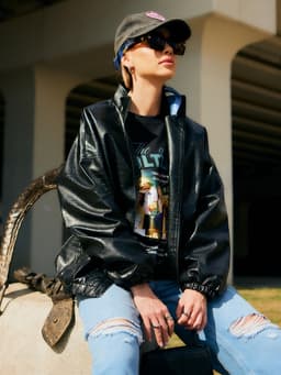 Жакет женский демисезонный MINAKU: Eco leather, чёрный, размер 44