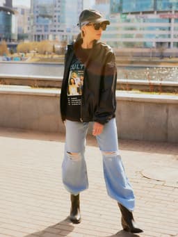 Жакет женский демисезонный MINAKU: Eco leather, чёрный, размер 44