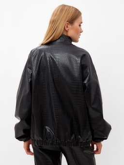 Жакет женский демисезонный MINAKU: Eco leather, чёрный, размер 46