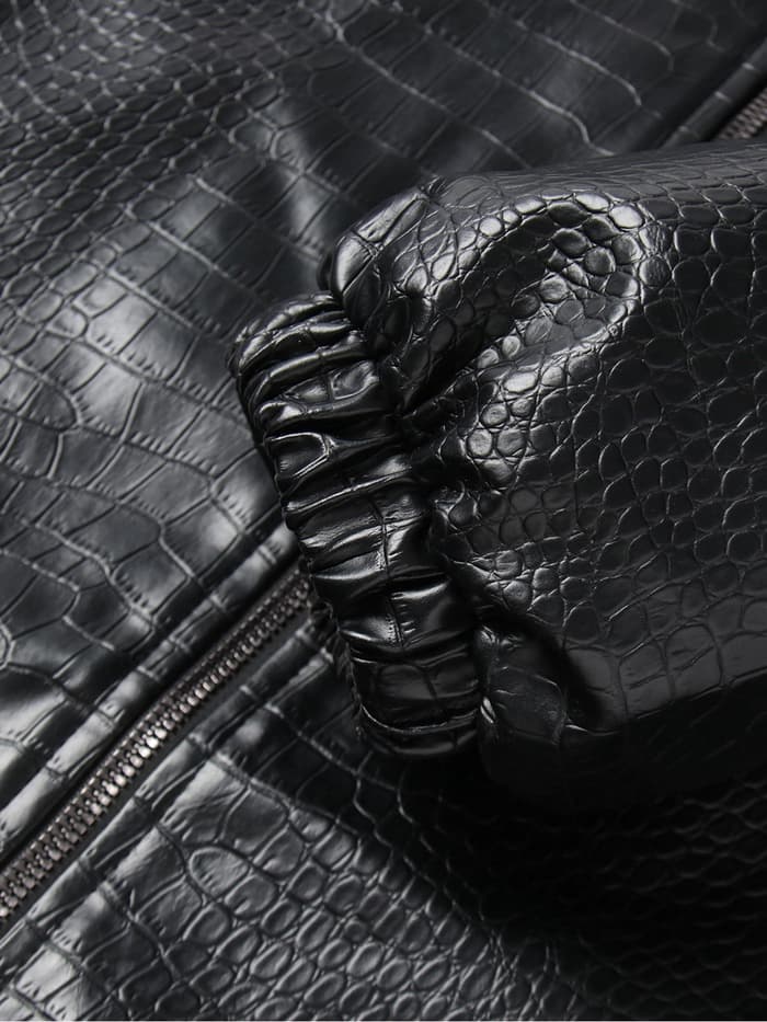 Жакет женский демисезонный MINAKU: Eco leather, чёрный, размер 46