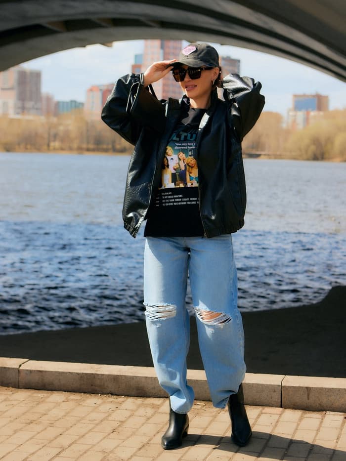 Жакет женский демисезонный MINAKU: Eco leather, чёрный, размер 46