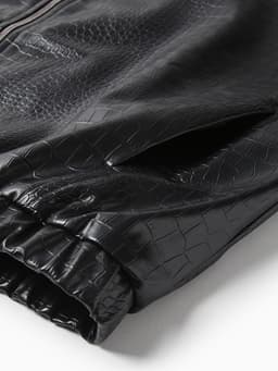 Жакет женский демисезонный MINAKU: Eco leather, чёрный, размер 46