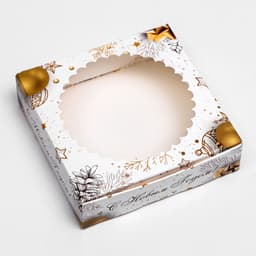 Коробка подарочная новогодняя, складная, с окном «Золотой Новый год» 11.5×11.5×3.2 см
