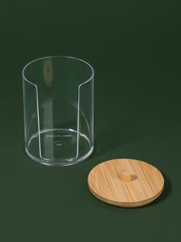 Органайзер для ватных дисков «BAMBOO», с крышкой, d=7×10.1 см, прозрачный, коричневый