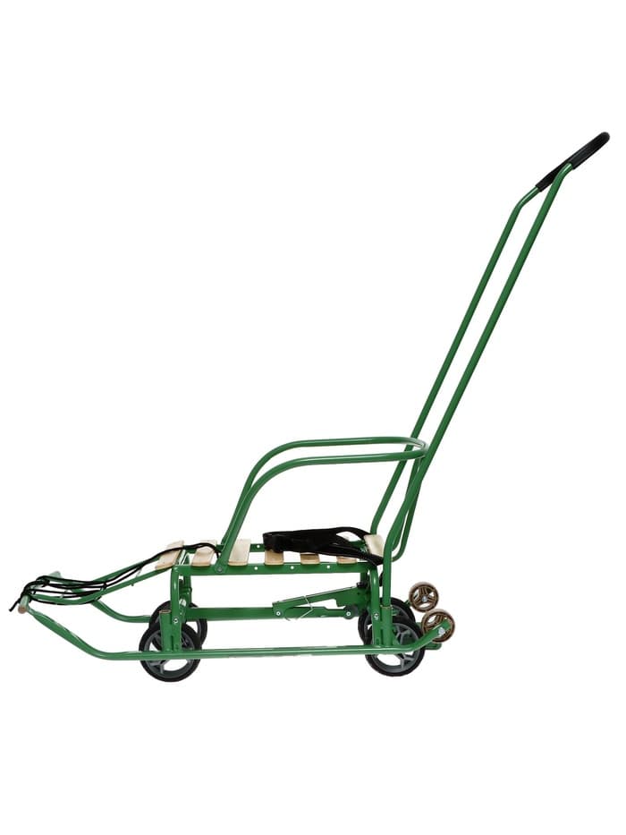 Санки детские с колёсами Nika Kids «Тимка 5 универсал», с ручкой, оливковые