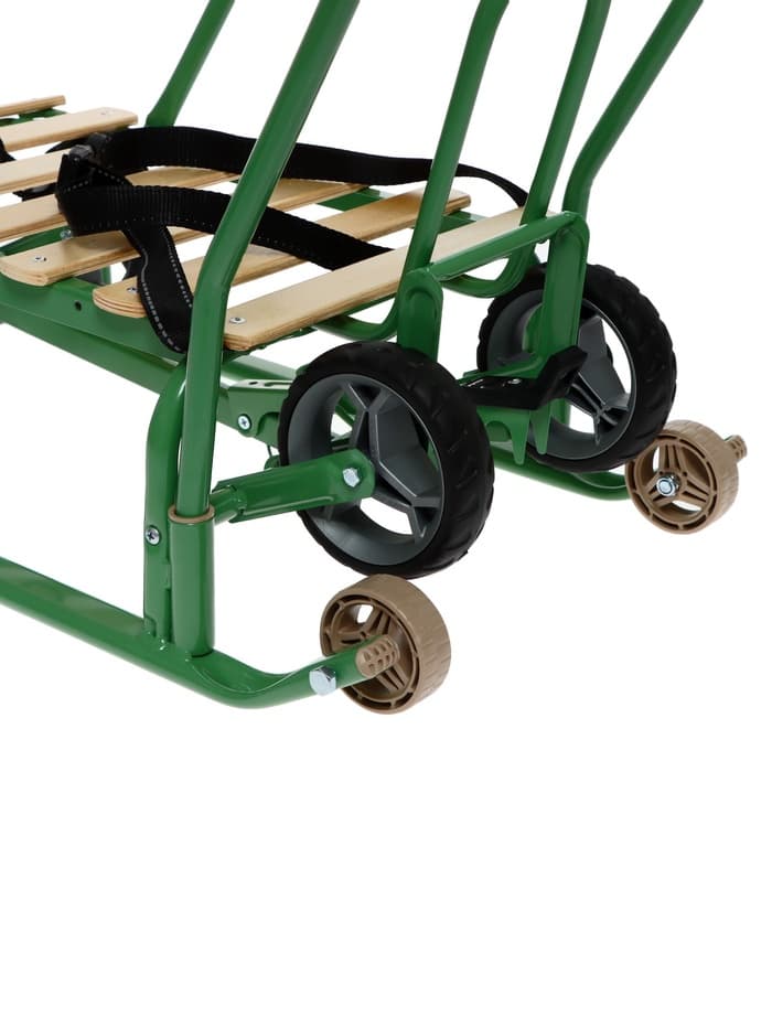 Санки детские с колёсами Nika Kids «Тимка 5 универсал», с ручкой, оливковые