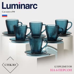 Чайный сервиз Luminarc «Идиллия», 12 предметов: кружка 265 мл, 6 шт., блюдце d=13 см, 6 шт., синий