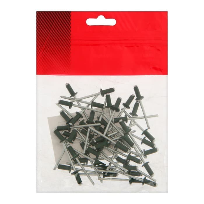 Заклёпки ТУНДРА krep, вытяжные, алюминий-сталь, 4×10 мм, темно-зеленые, 50 шт.