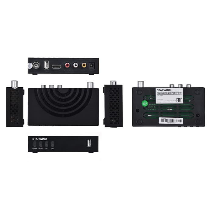 Ресивер DVB-T2 Starwind CT-220, чёрный